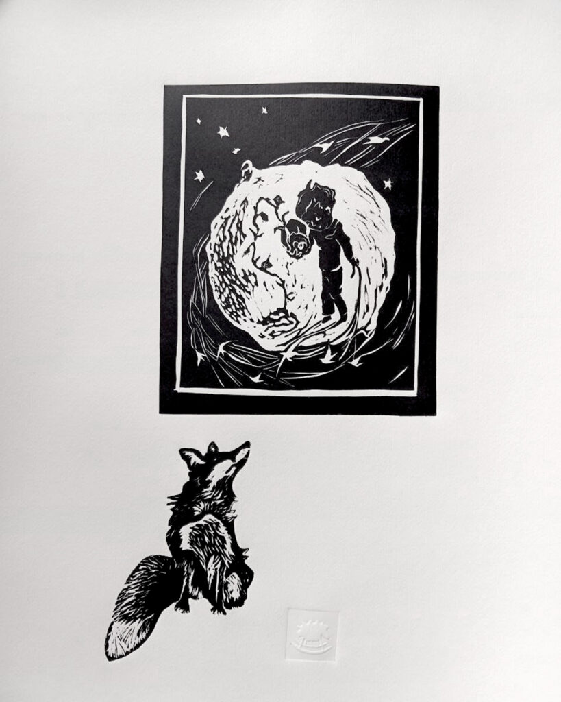 THE LITTLE PRINCE, HIS ROSE AND THE FOX